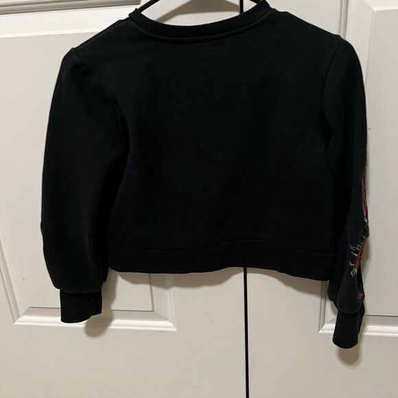 7 For All Mankind Girls: Floral Embroidered Black Pullover Sweatshirt - Picture 2 of 5